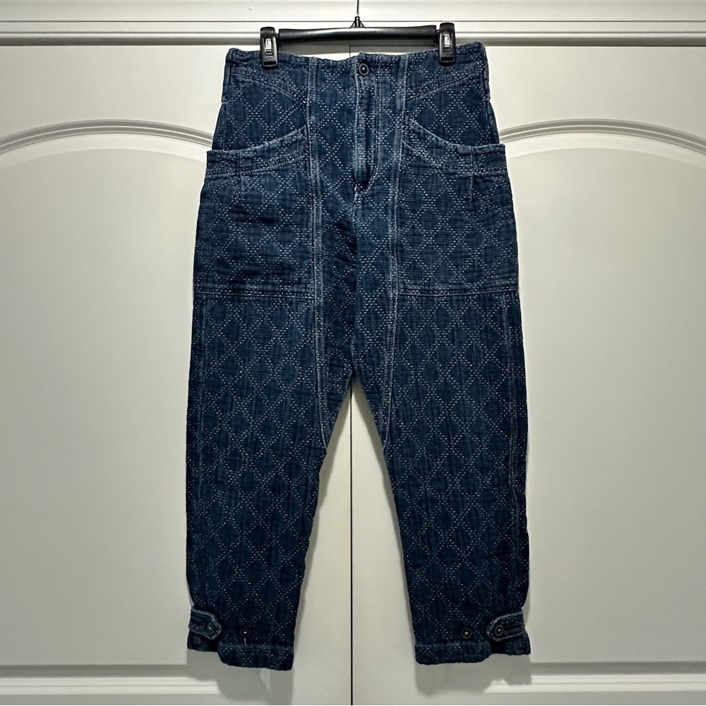 Women's Dark Blue Diamond-Quilted Jeans